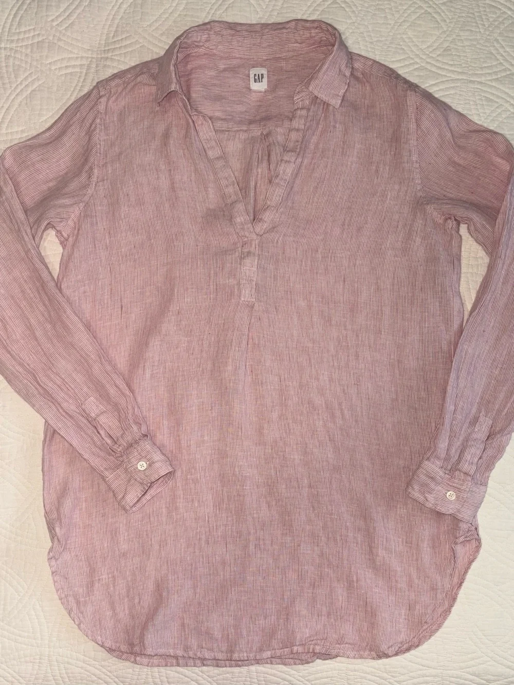 GAP striped Linen Pullover Small White and Red Stripe - Picture 2 of 6